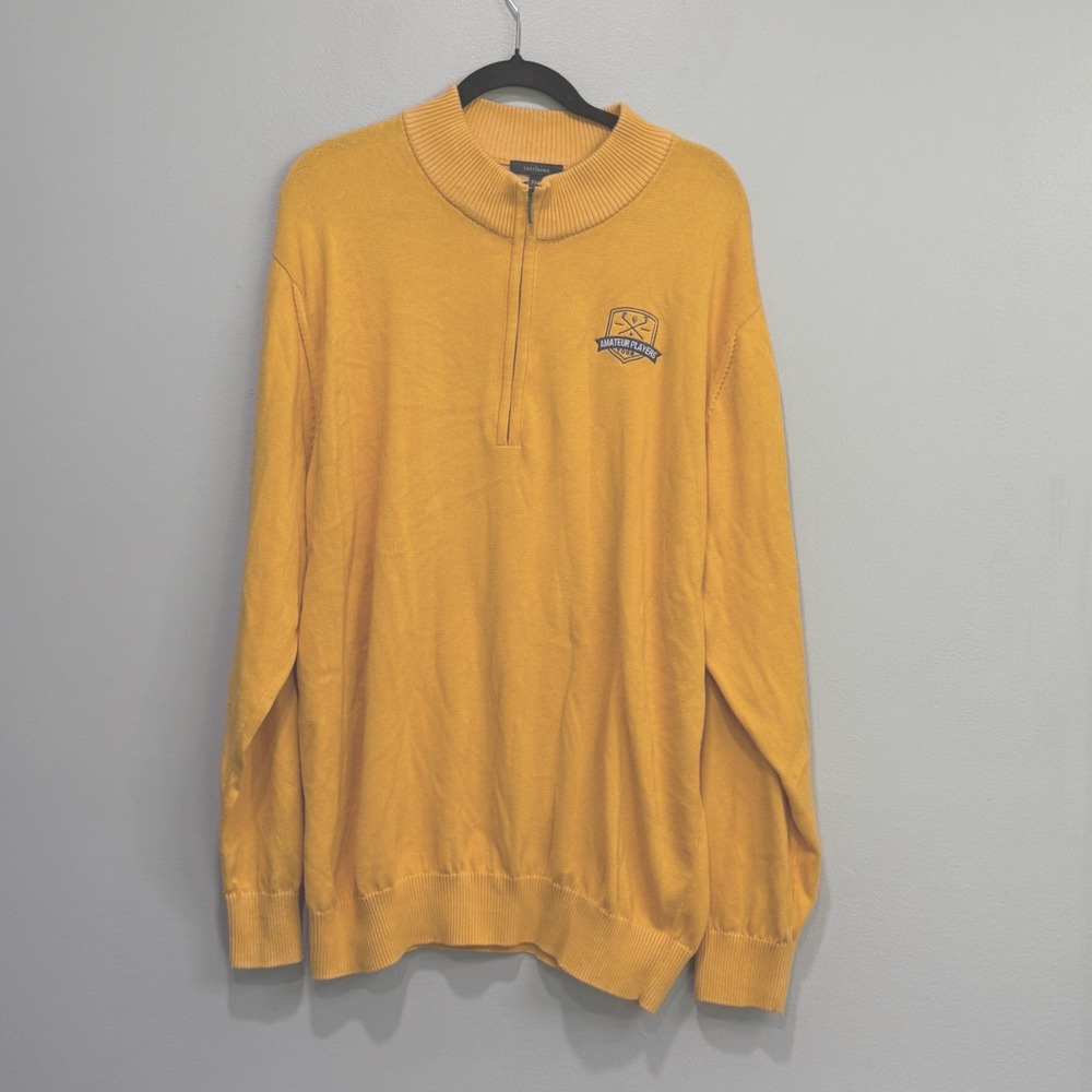 Turtleson Mens 2XL yellow Pima Cotton Amateur Players Tour Quarter Zip Sweater